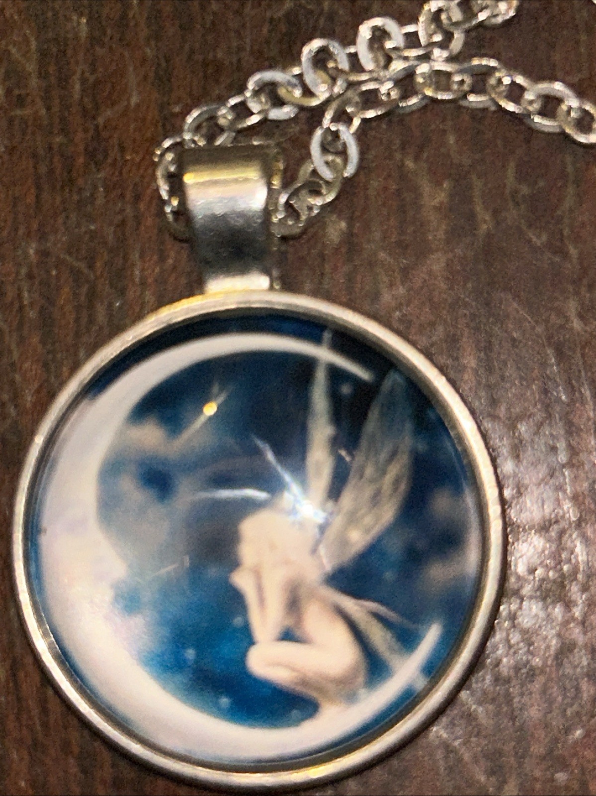 RETRO FAIRY GAZING AT THE MOON NECKLACE