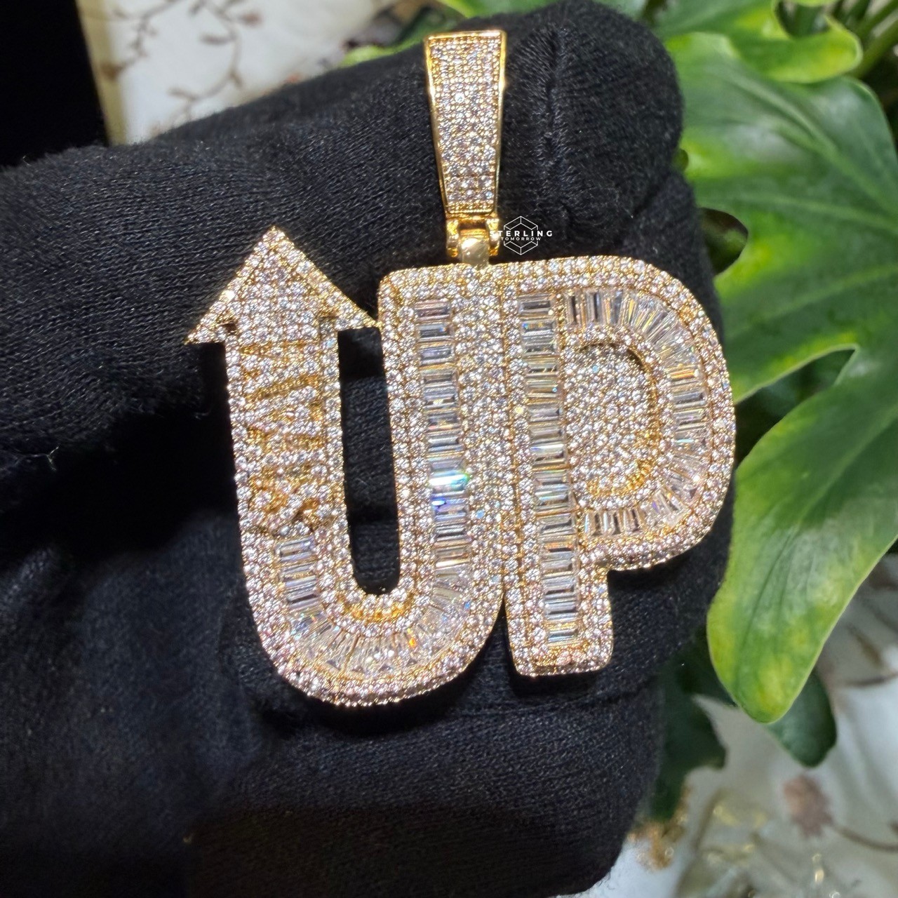 14k Gold Plated STAY UP Word Pendant Streetwear Bling AntiTarnish Rope Chain
