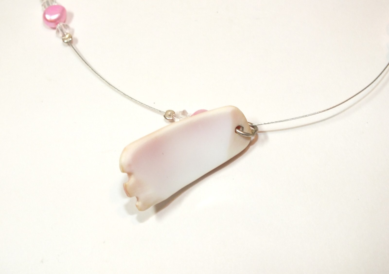 Conch Shell Pendant Necklace Pink Pearls Bahamas Souvenir Vacation Jewelry J40