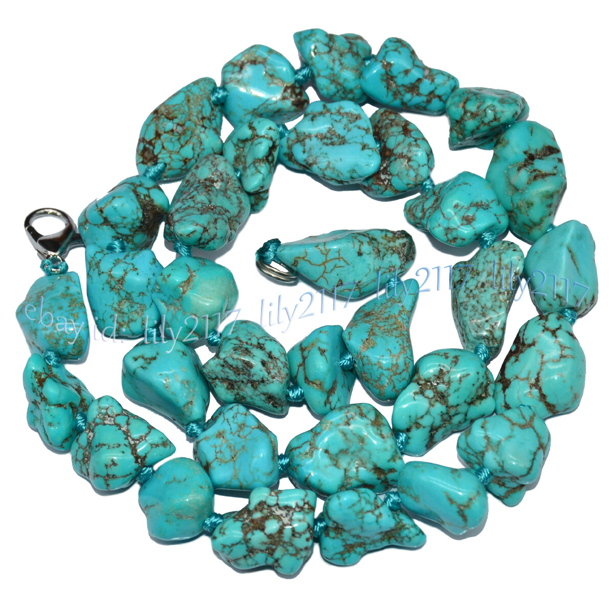 10-15mm Natural Blue Turquoise Irregular Gem Beads Necklace Bracelet Earring Set