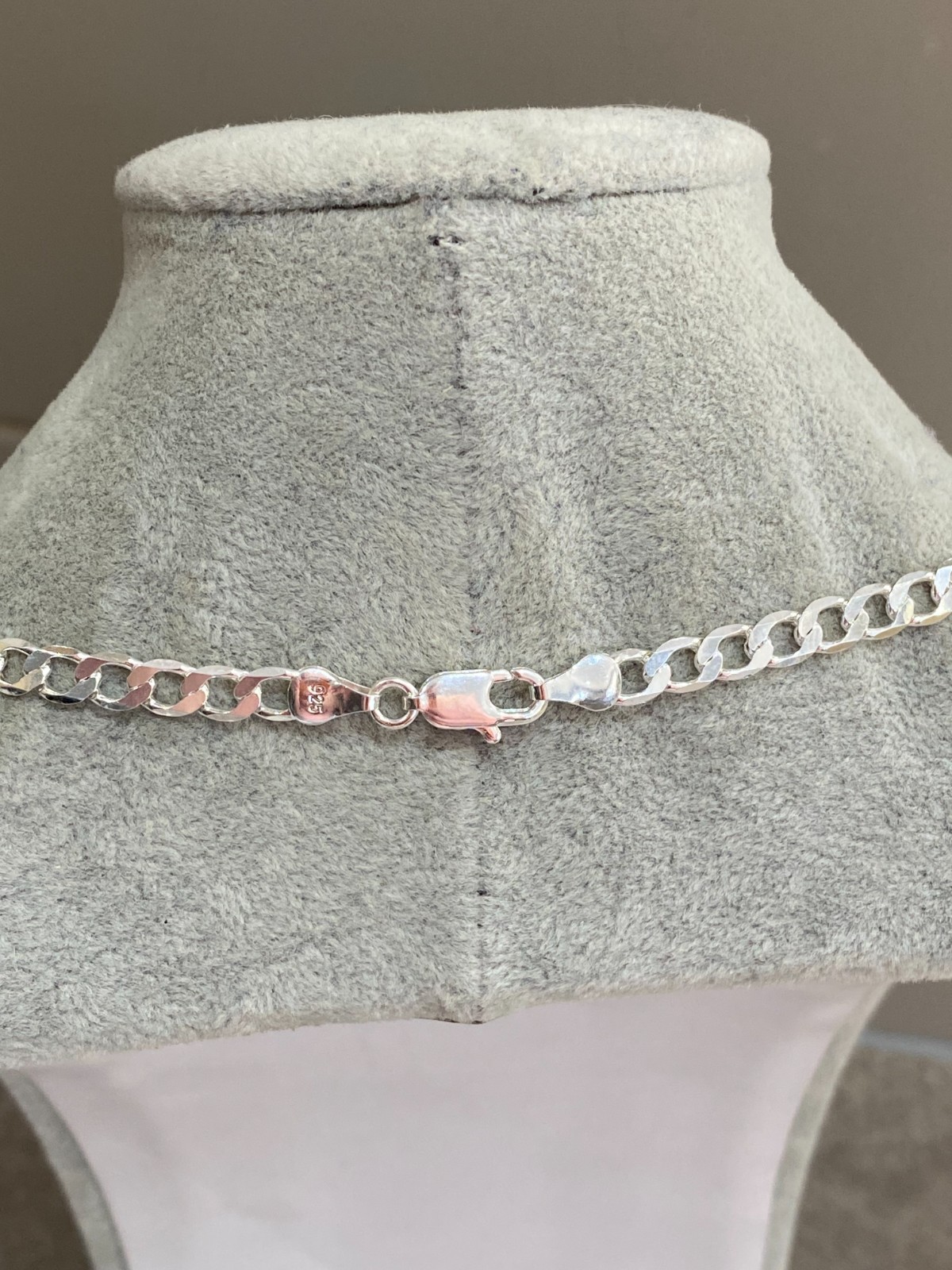Mens Silver Plated Flat Curb Link Chain Necklace 22″ (55cm) 6mm Thick