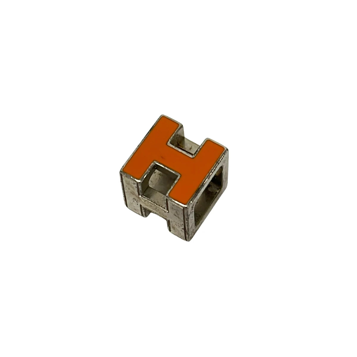HERMES Cage d’H Orange Silver Hardware None Pendant Head