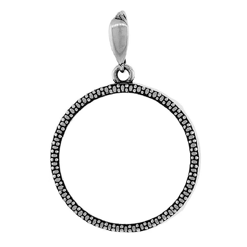 30 mm Sterling Silver Illusion Edge 50 Cent Half Dollar Coin Bezel Pendant