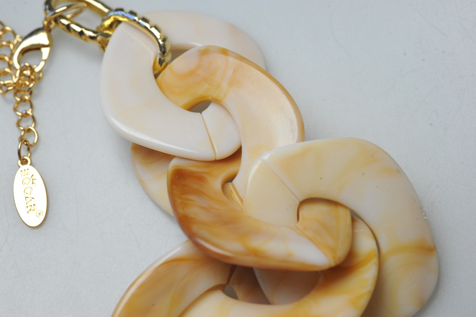 Necklace chunky swirl signed Bocar ivory cream tan statement collar H