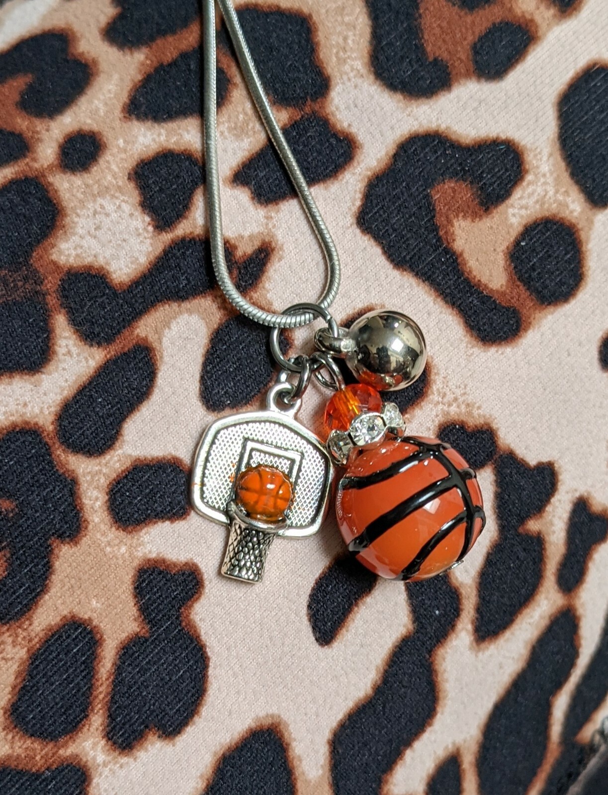 Basketball Necklace Sports Fan Jewelry Pendant chain Necklace 18″ +2″ ext