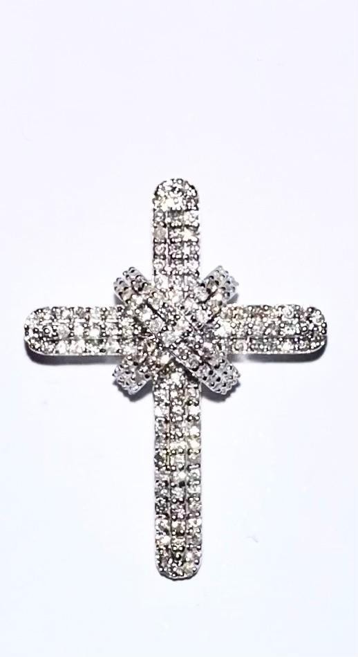 Brand New Natural Diamond Cross Pendant 1” 9ct White Gold