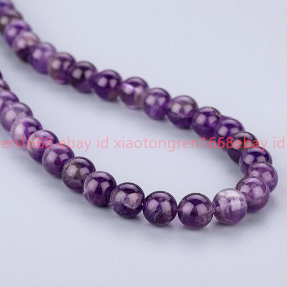 Pretty Natural 8/10/12mm Purple Amethyst Gems Round Beads Necklace 16-24in