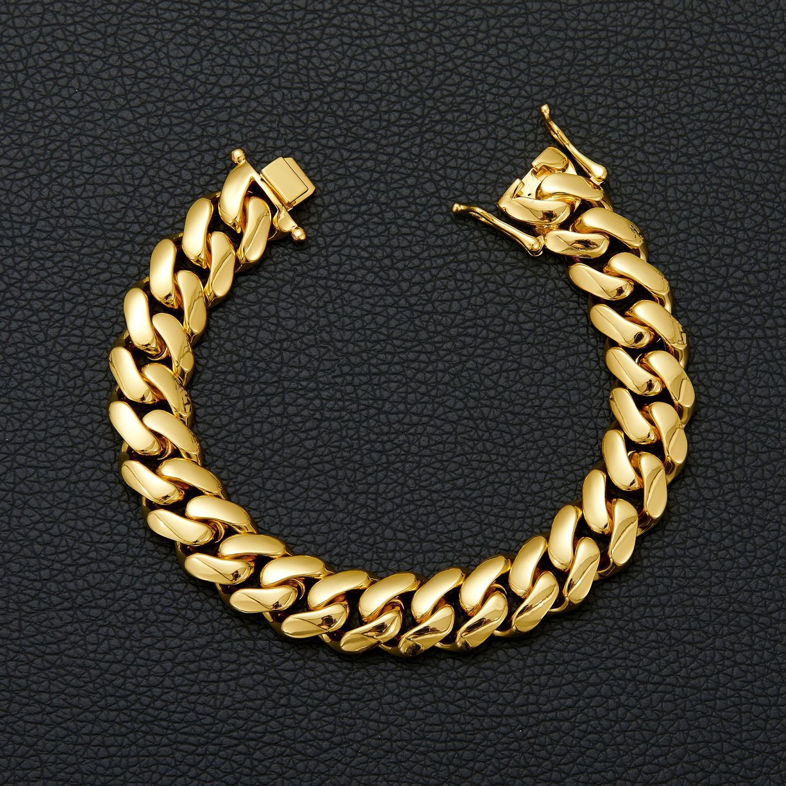 10mm-22mm Stainless Steel Miami Cuban Chain Necklace Bracelet 18K Gold Plated