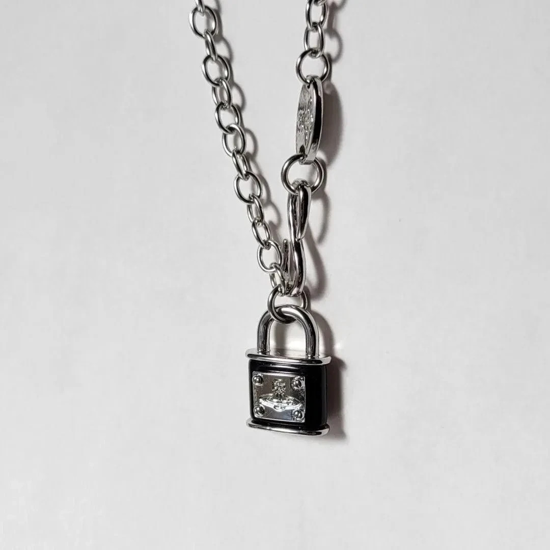 Vivienne Westwood Padlock Necklace Black×Silver