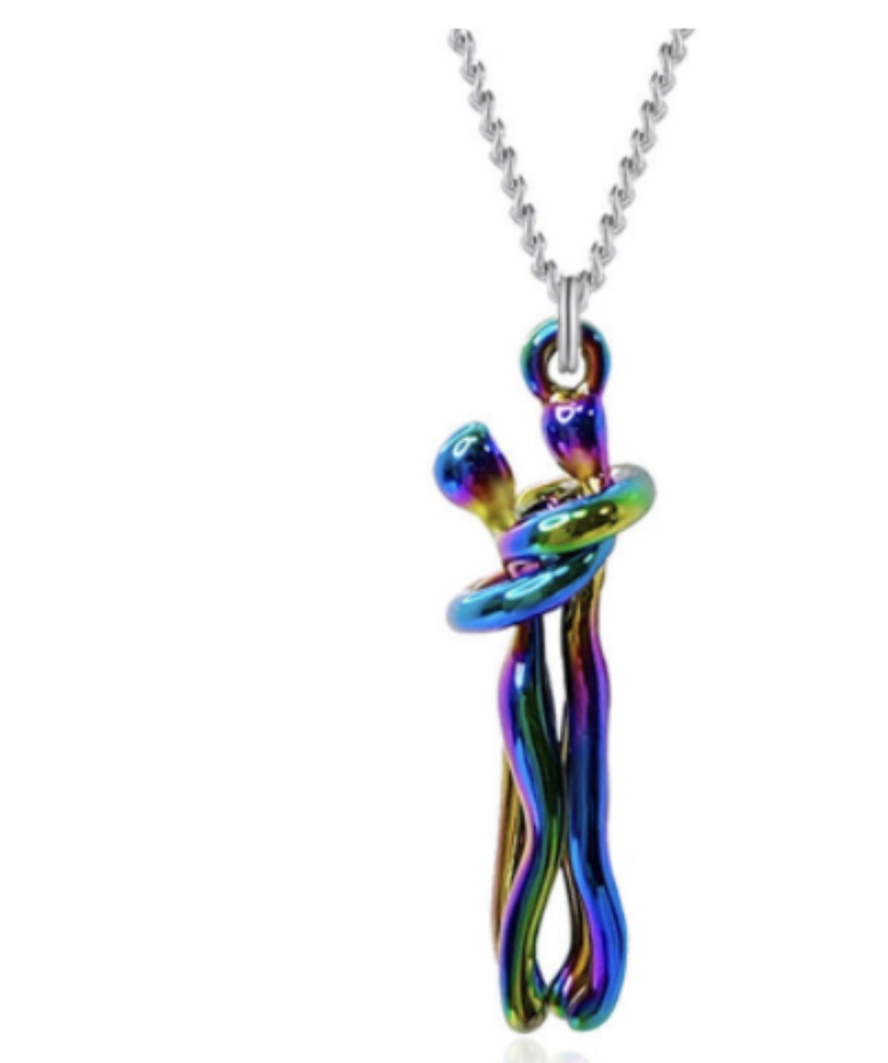 Hugging Couple Love Pendant Necklace Ball/Bead Chain Multicolor Metal No Stone