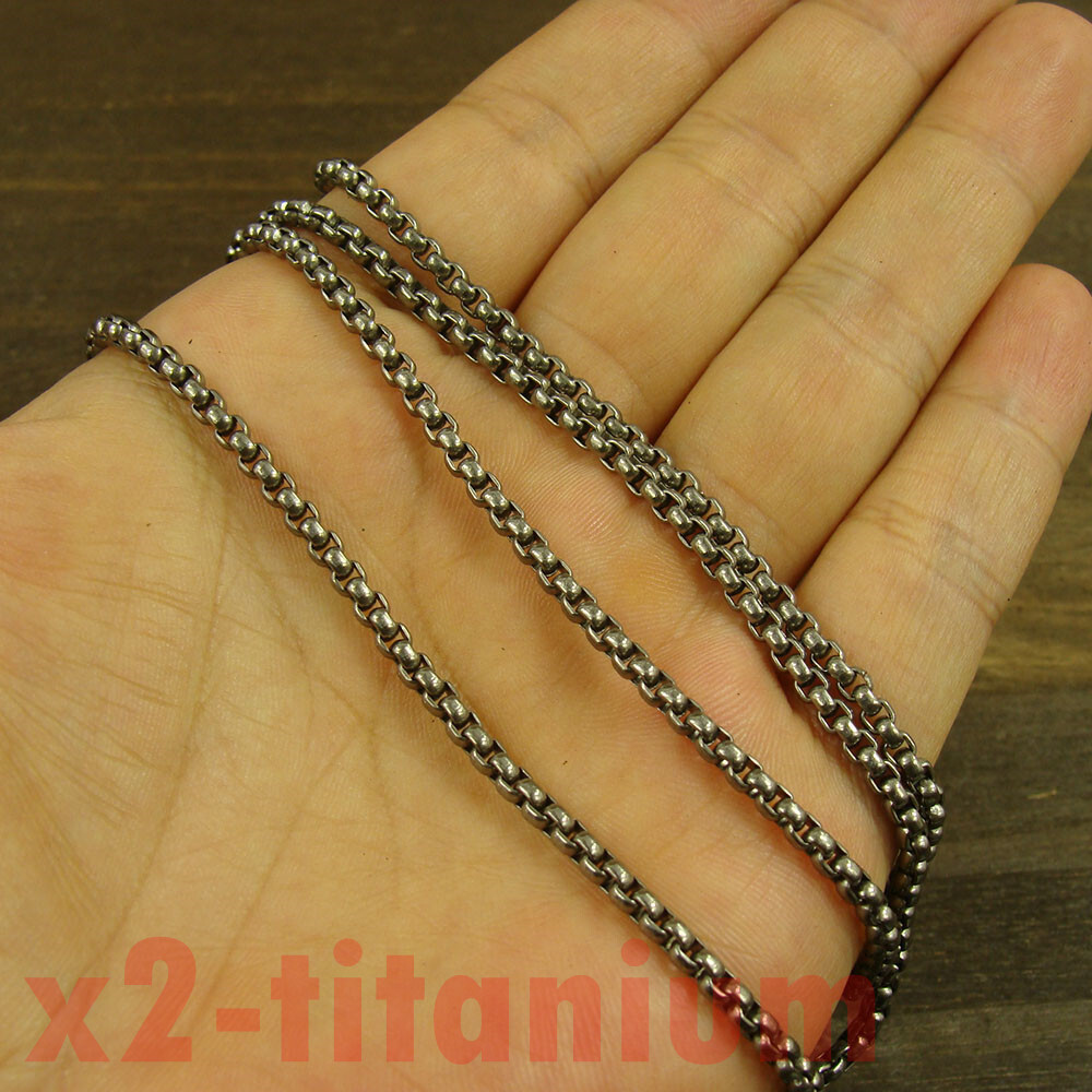 Titanium Ti 3mm Rolo box chain Clavicle necklace anti allergy XH283A