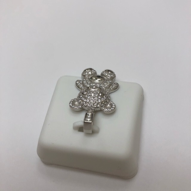 925 Sterling Silver with Cubic Zirconia Teddy Bear Pendant