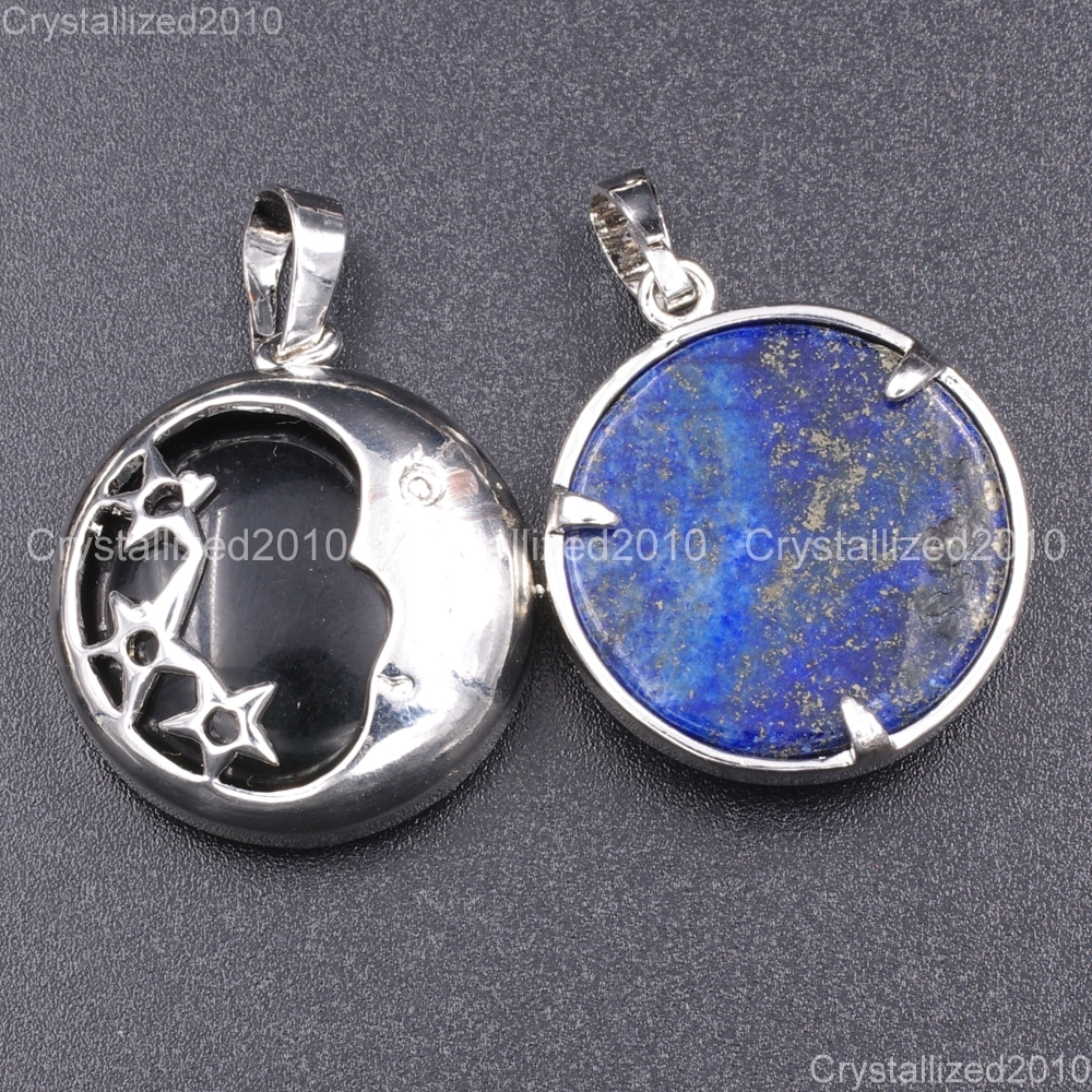 Natural Gemstones Moon and Stars Reiki Chakra Healing Beads Pendant Necklaces