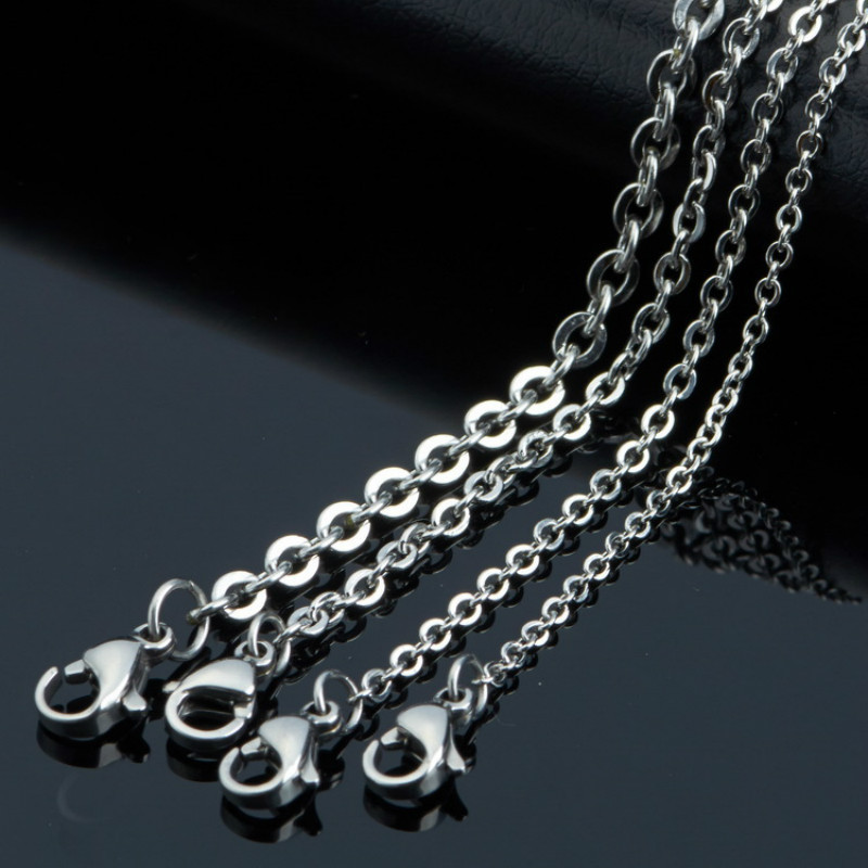 5pcs 1.6/2/2.4/3mm Stainless Steel Flat “O” Rolo Link Chain Necklace Wholesale