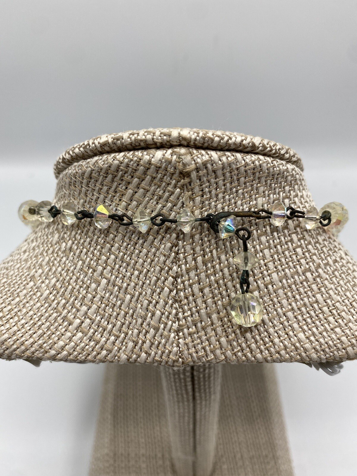 Vtg Aurora Borealis Crystal Necklace 12-15″ Strand Choker Shiny Sparkly