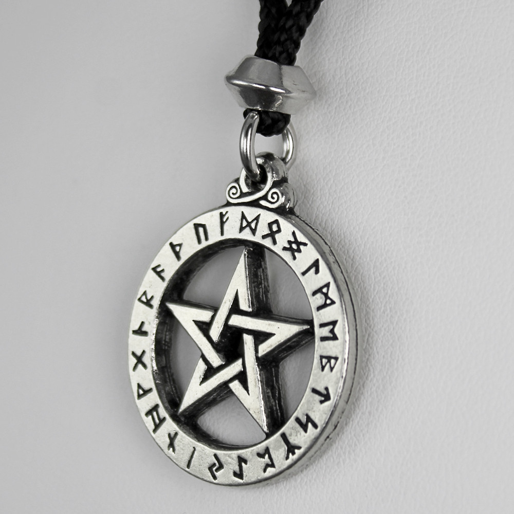 Rune Pentacle Pendant Necklace Talisman Amulet Wiccan Jewelry Pagan Witch Runes