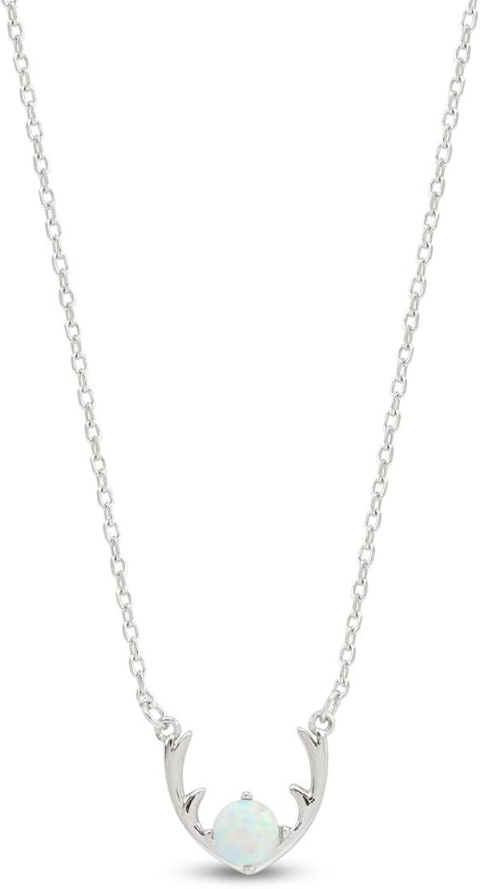 Thin Bar/Solitaire /Deer Antler/Triangle Opal Dainty Pendant Necklace Sterling