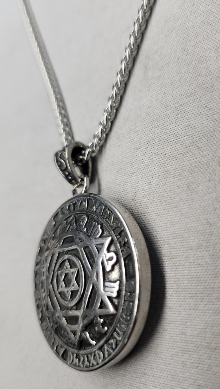 BG Copper Amulet Seal Solomon Hexagram 12 Zodiac Signs Necklace 24″