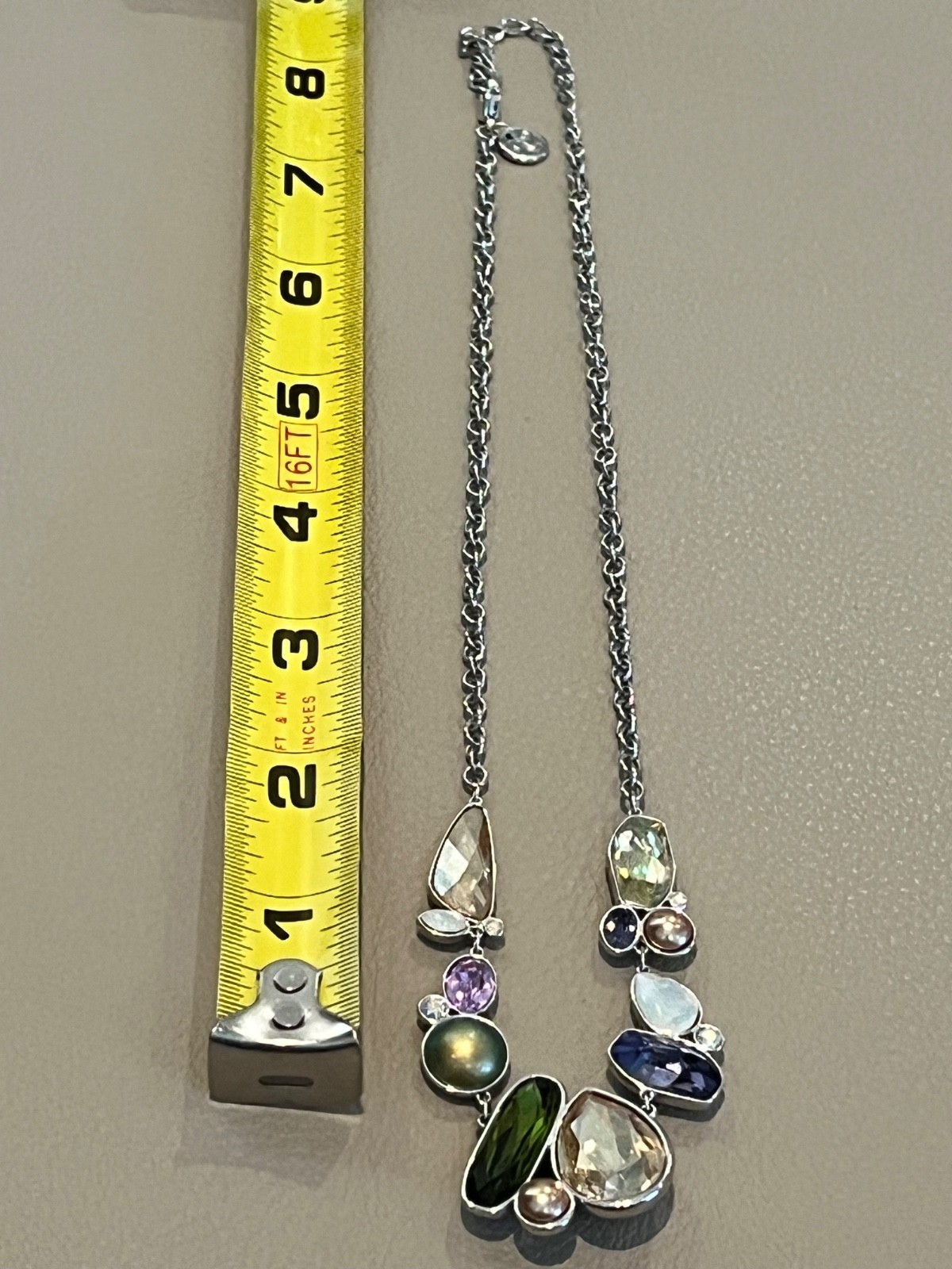 Touchstone by Swarovski Multi Color Crystal Silver Tone Rhodium Finish Necklace