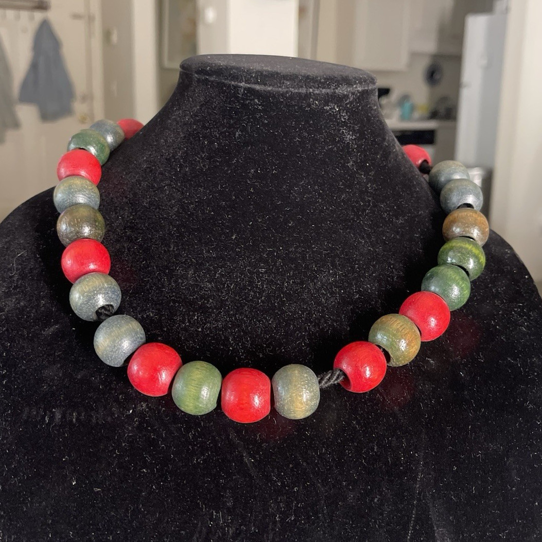 Multicolor Beaded Necklace Round Beads Beaded Chain Spring Ring Clasp