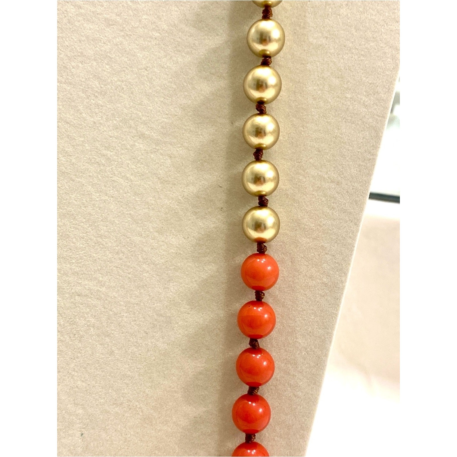 J. Crew Gold, Coral and Pink Beaded Necklace