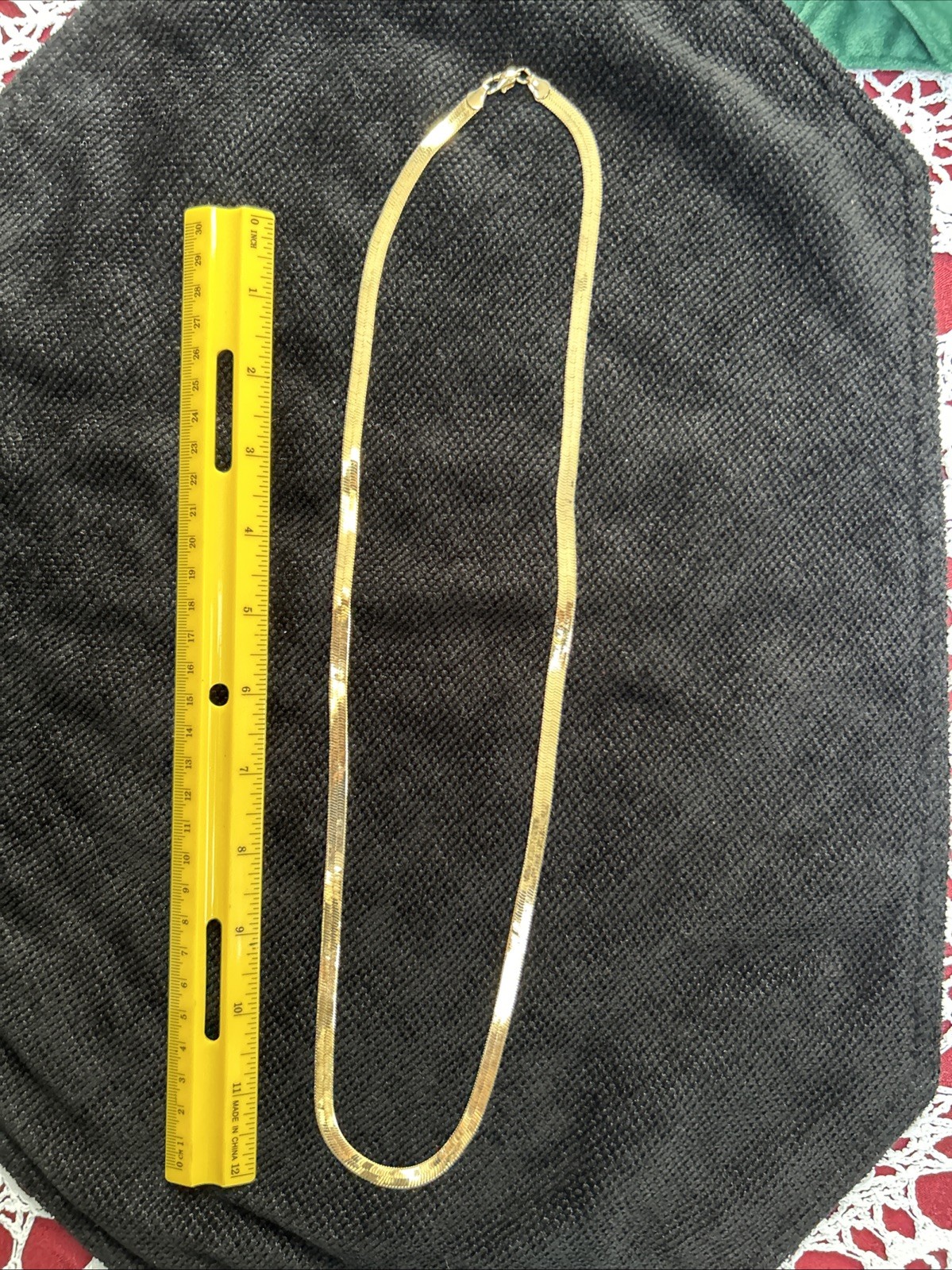 Bright Gold Plated 30” Herringbone Chain Necklace For Men Or Women 4mm Unisex