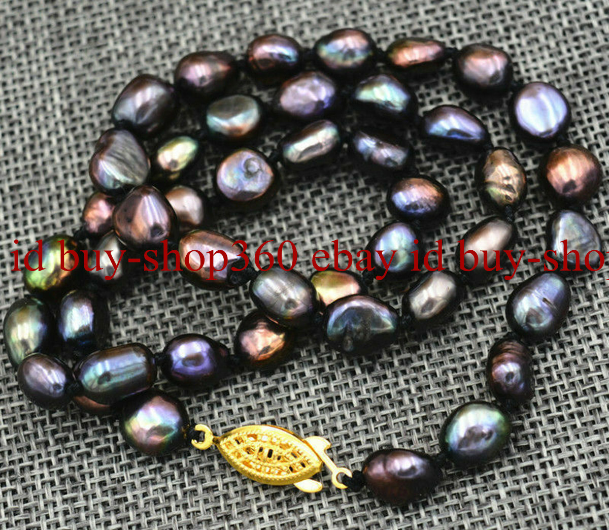 Fashion 7-8mm Black Baroque Freshwater Pearl Necklace 18”