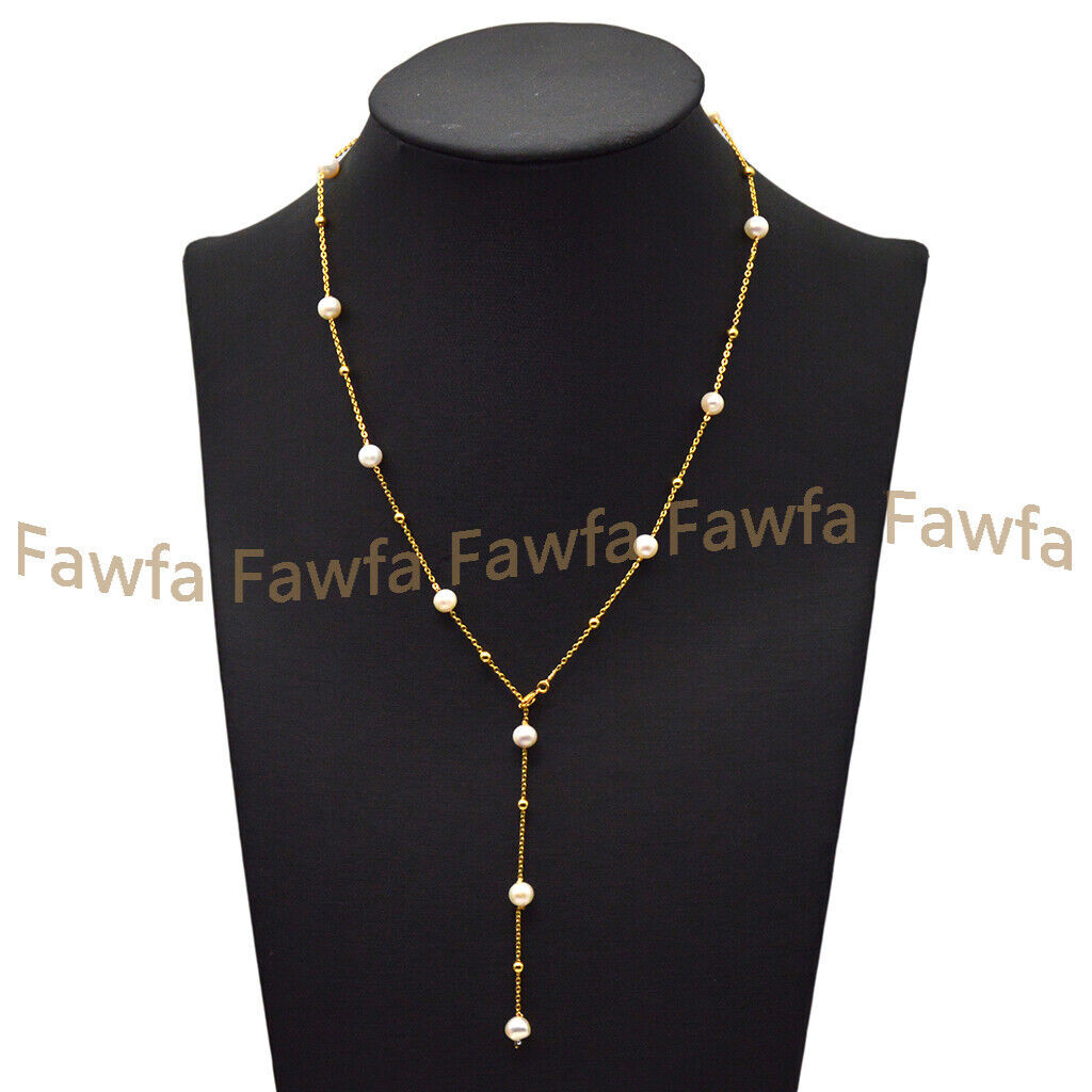 Natural White 6-7mm Freshwater Baroque Pearl Beads Chain Necklace 20/32”
