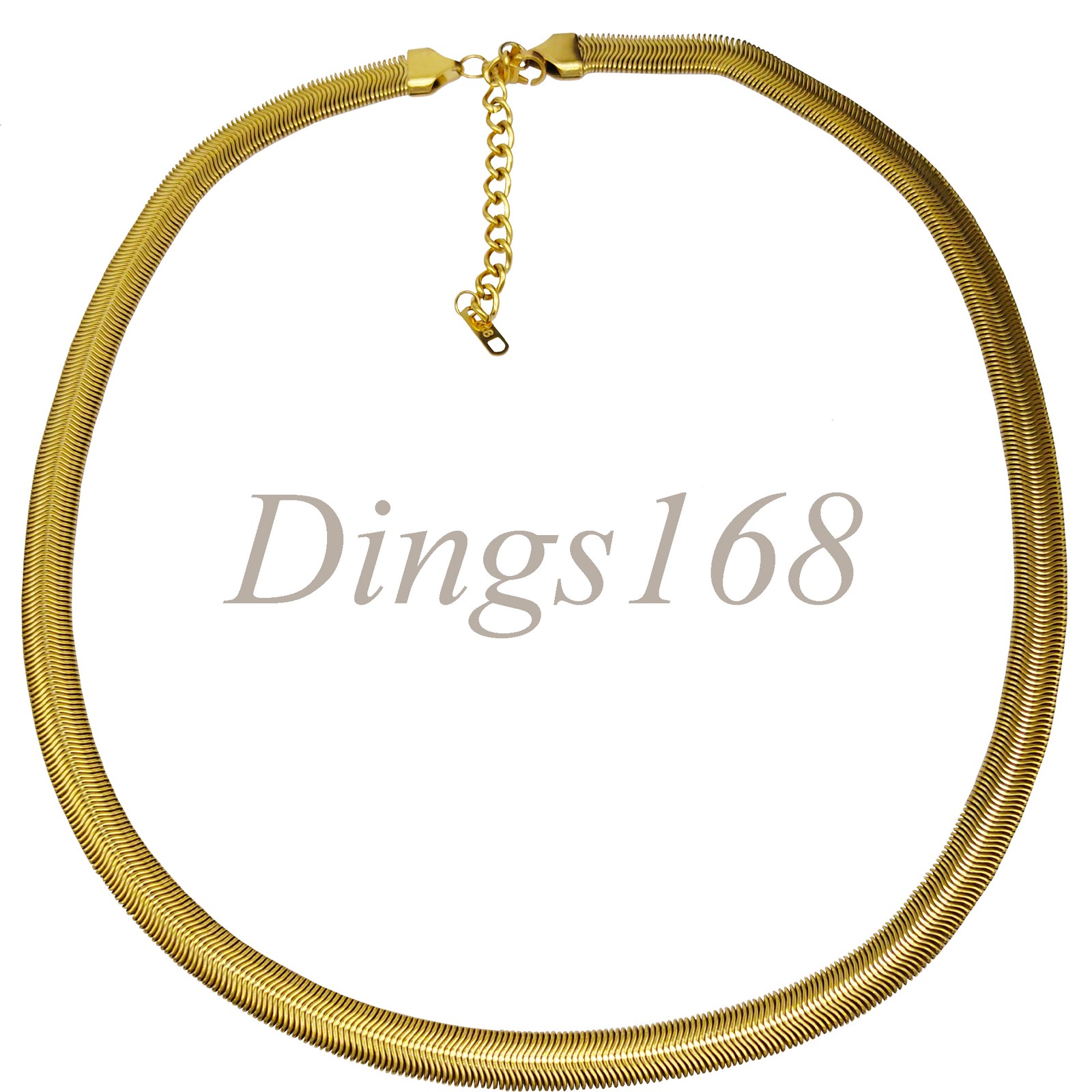 Genuine 18K Yellow Gold Filled Tarnish-Free 20″+2″ 7mm Wide Herringbone Necklace
