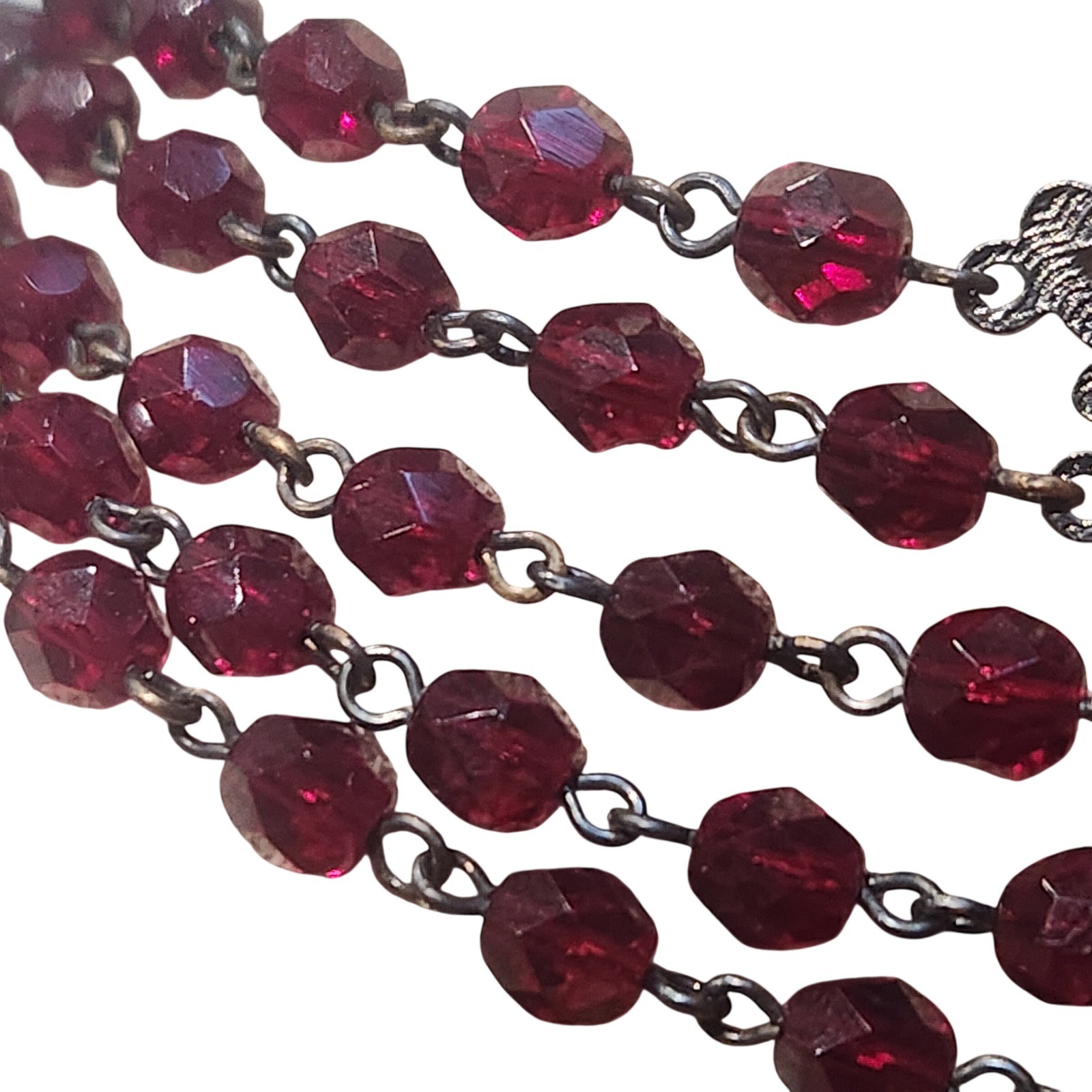 Lyndell NYC Red Crystal Multi Strand Bib Necklace Antiqued metal Tone 15in.