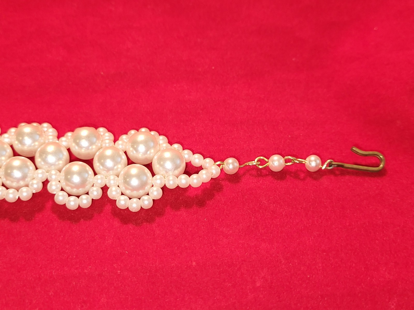 Three Piece Faux Pearl Set-Bracelet, Barrette and Choker Necklace