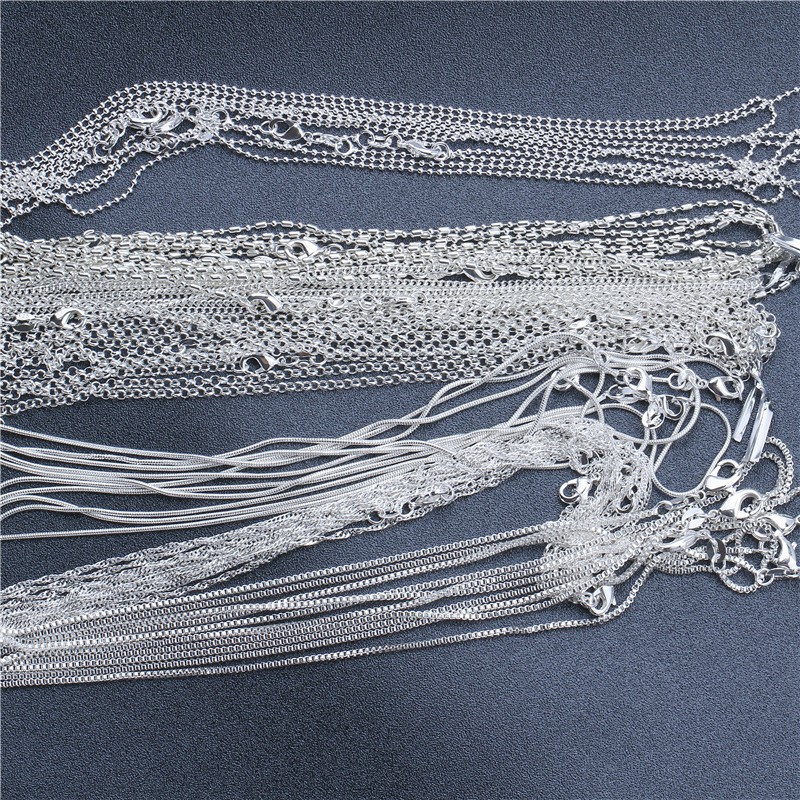 925 Sterling Silver Necklace Rolo Figaro Chain 16-30 Inch Women Jewelry