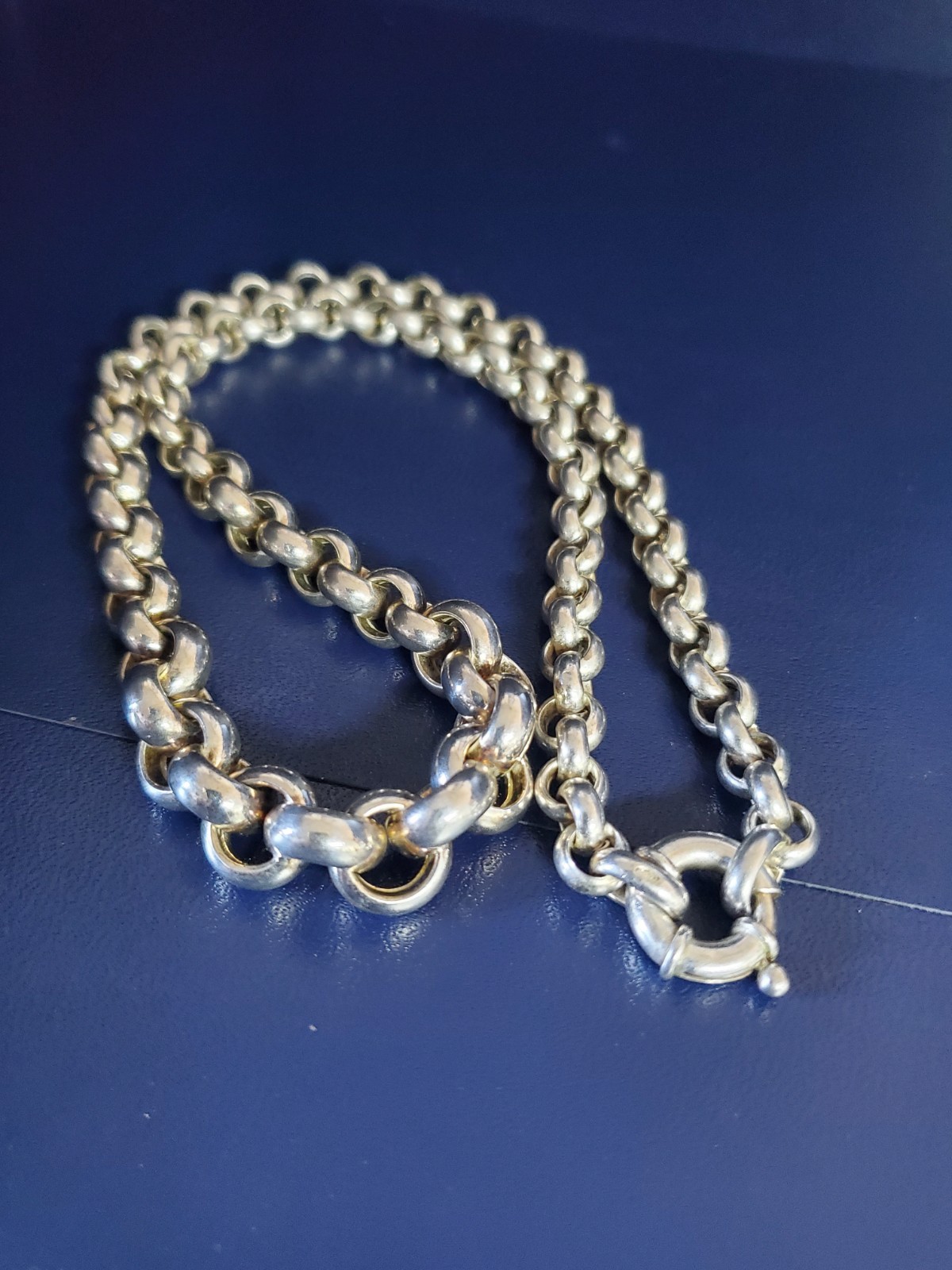 Vintage Rolo Chain 22 INCH Necklace Real Solid 925 Italy,b