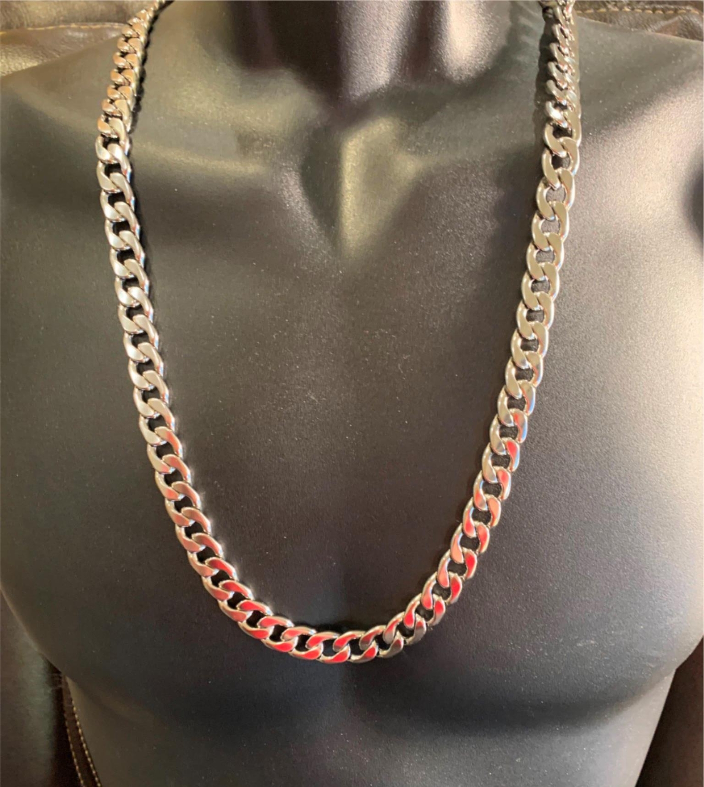 16″-84″ MENS 12 MM STAINLESS STEEL SILVER PLATED CUBAN CURB CHAIN- USA SELLER