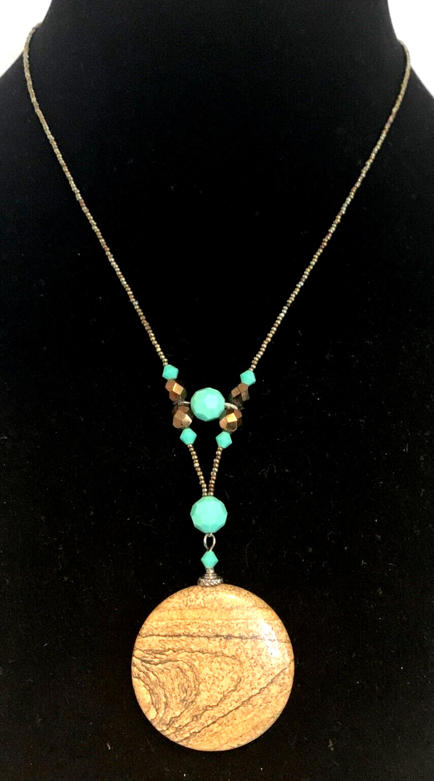 Jasper & Glass Bead Necklace Earrings Set Nickel Lead Free Made In USA Southwest