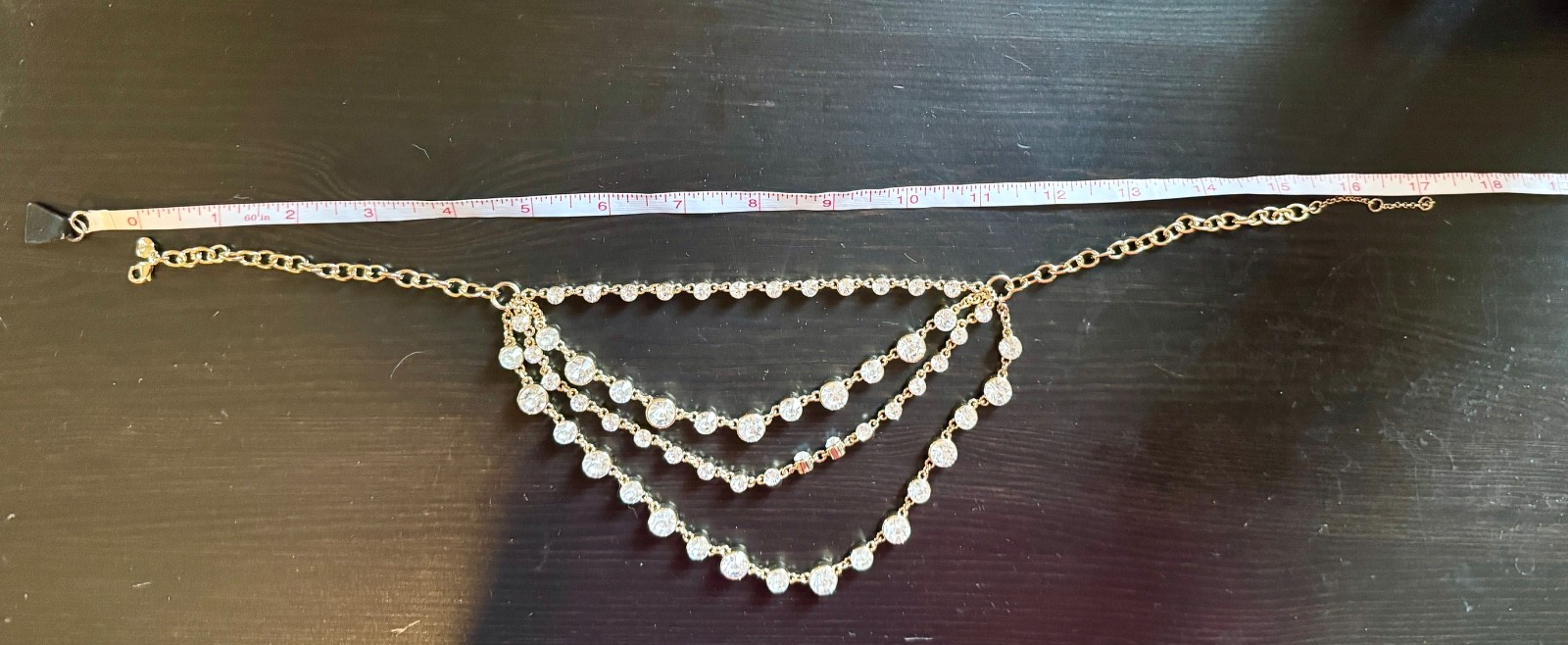 J. CREW Gold Tone Four-Layer Clear Crystal Statement Necklace, 16″