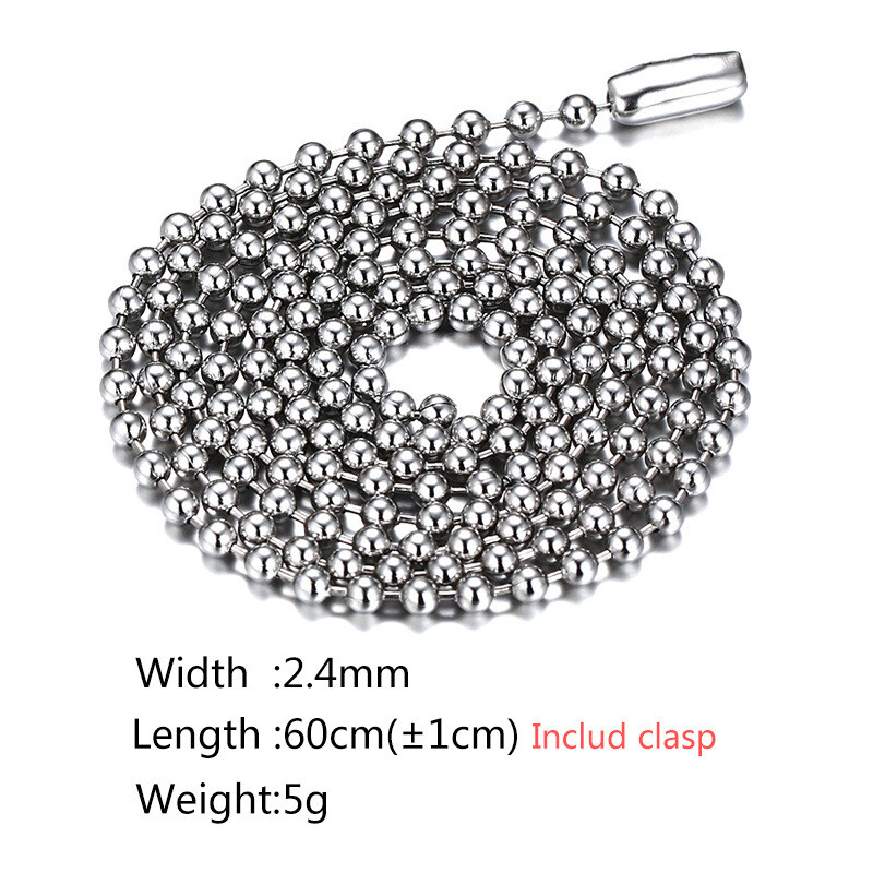 1.5mm-10mm Fashion Women Mens 316L Stainless Steel Necklace Ball Chain 18-40″