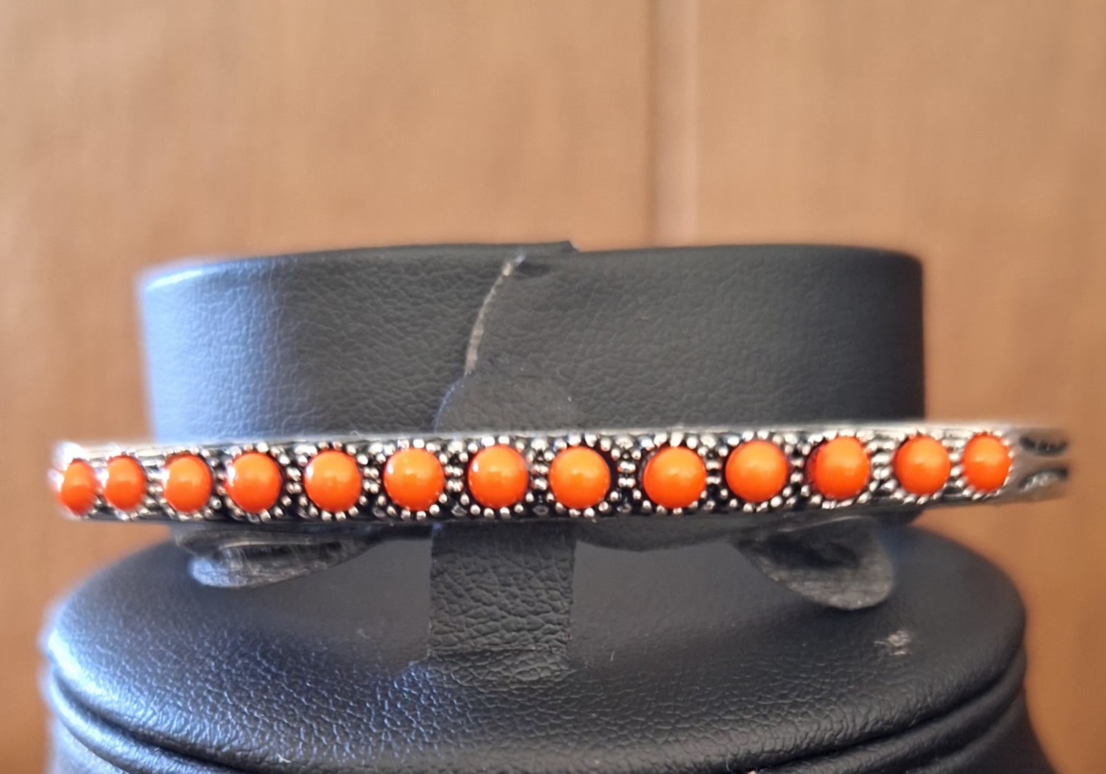 Paparazzi Orange Coral Color Cuff Bracelet Silver Tone Southwestern Western Boho