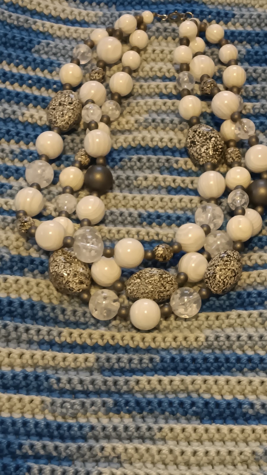 White, Grey And Black 3 Statement/Layered Necklaces Bundle Together