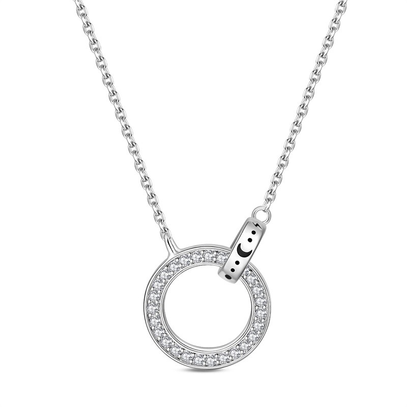PANDACH Sterling Silver Circles Necklace For Women Dainty Simple Trendy Necklace