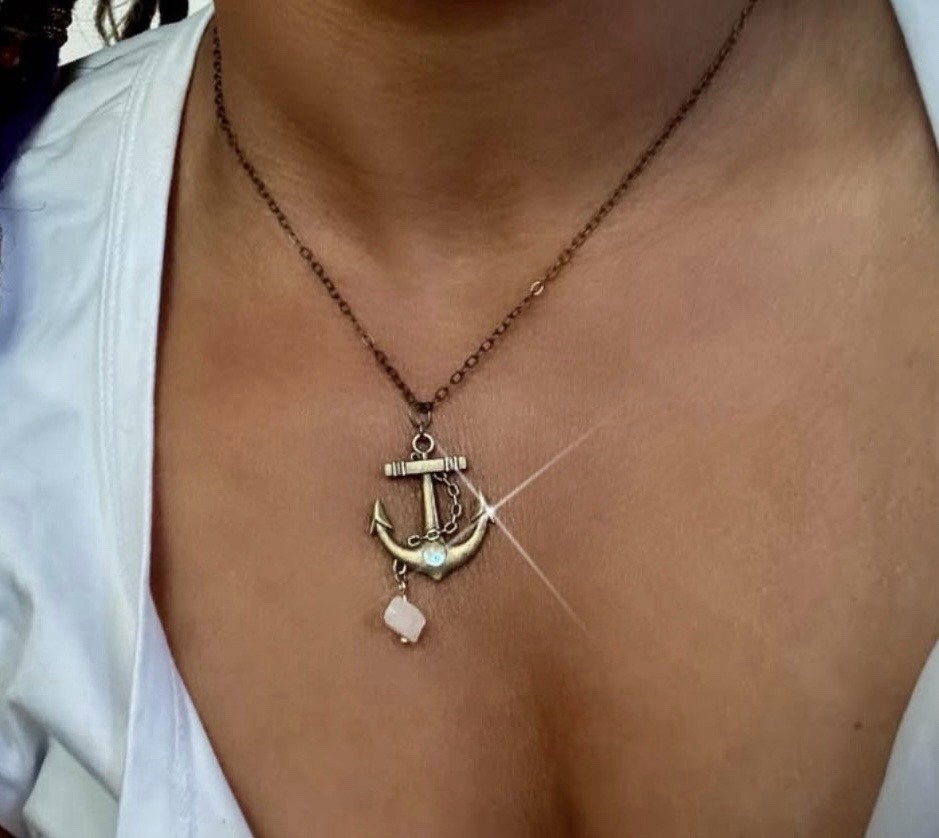 Bronze Nautical Anchor Charm Pendant Necklace, Cable Chain, Lobster Clasp