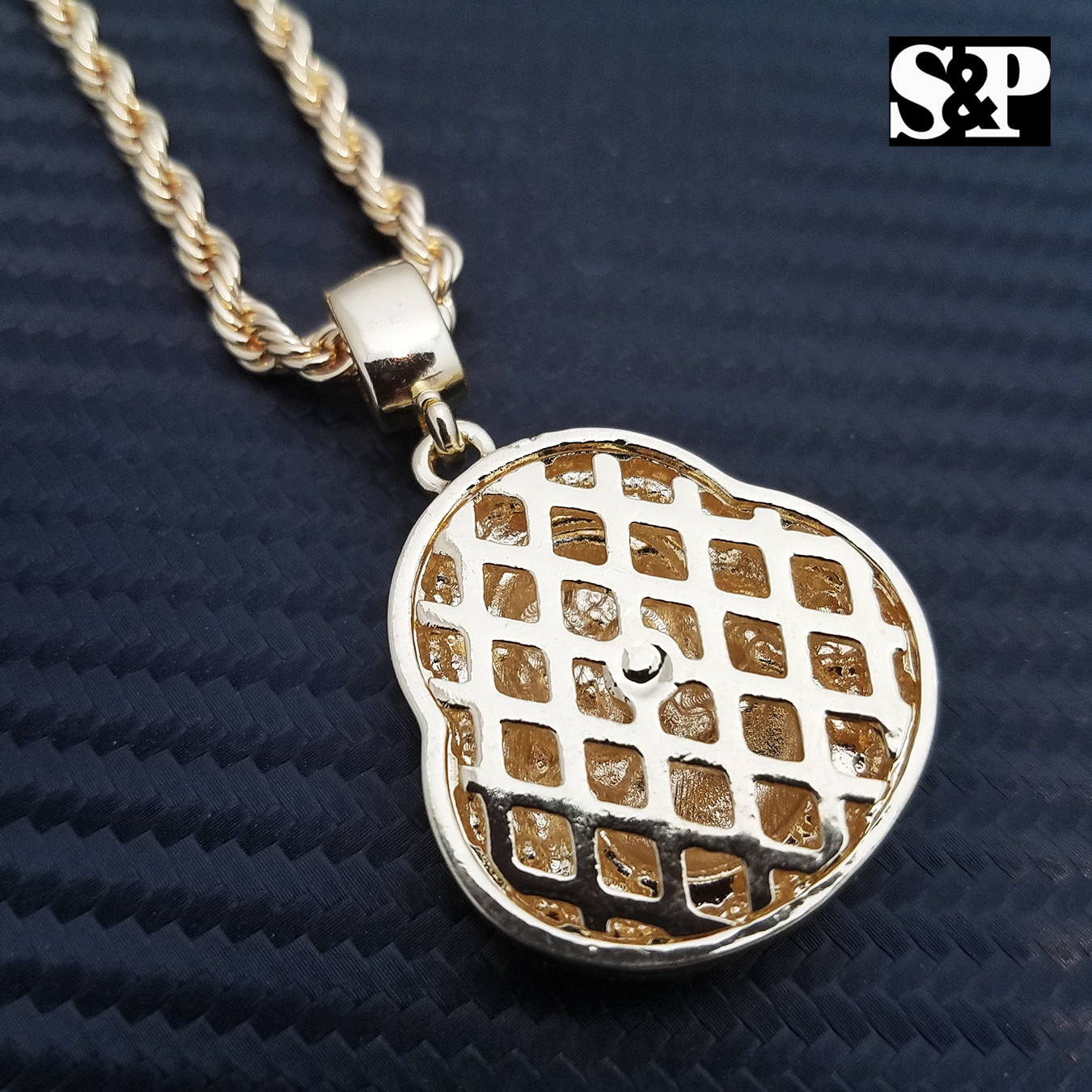 Unisex Lab Diamonds Lucky Happy Buddha Pendant & 4mm 24″ Rope Chain Necklace