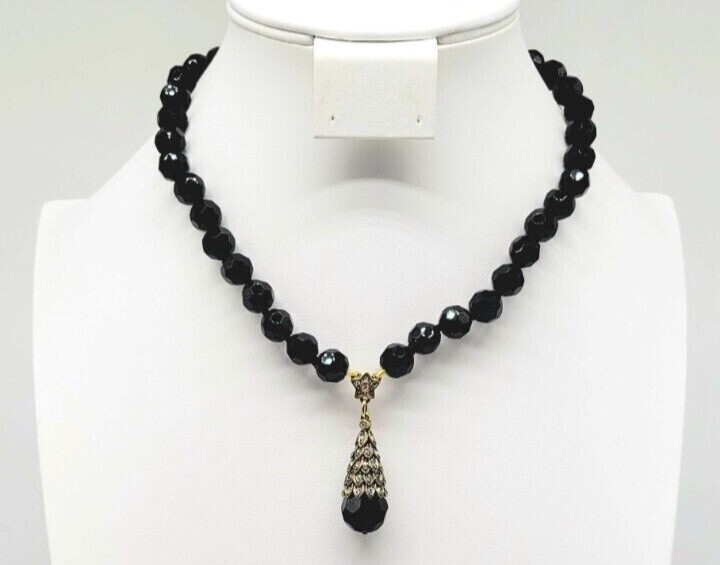 Heidi Daus Vintage Black Swarovski Crystal Christmas Tree Statement Necklace