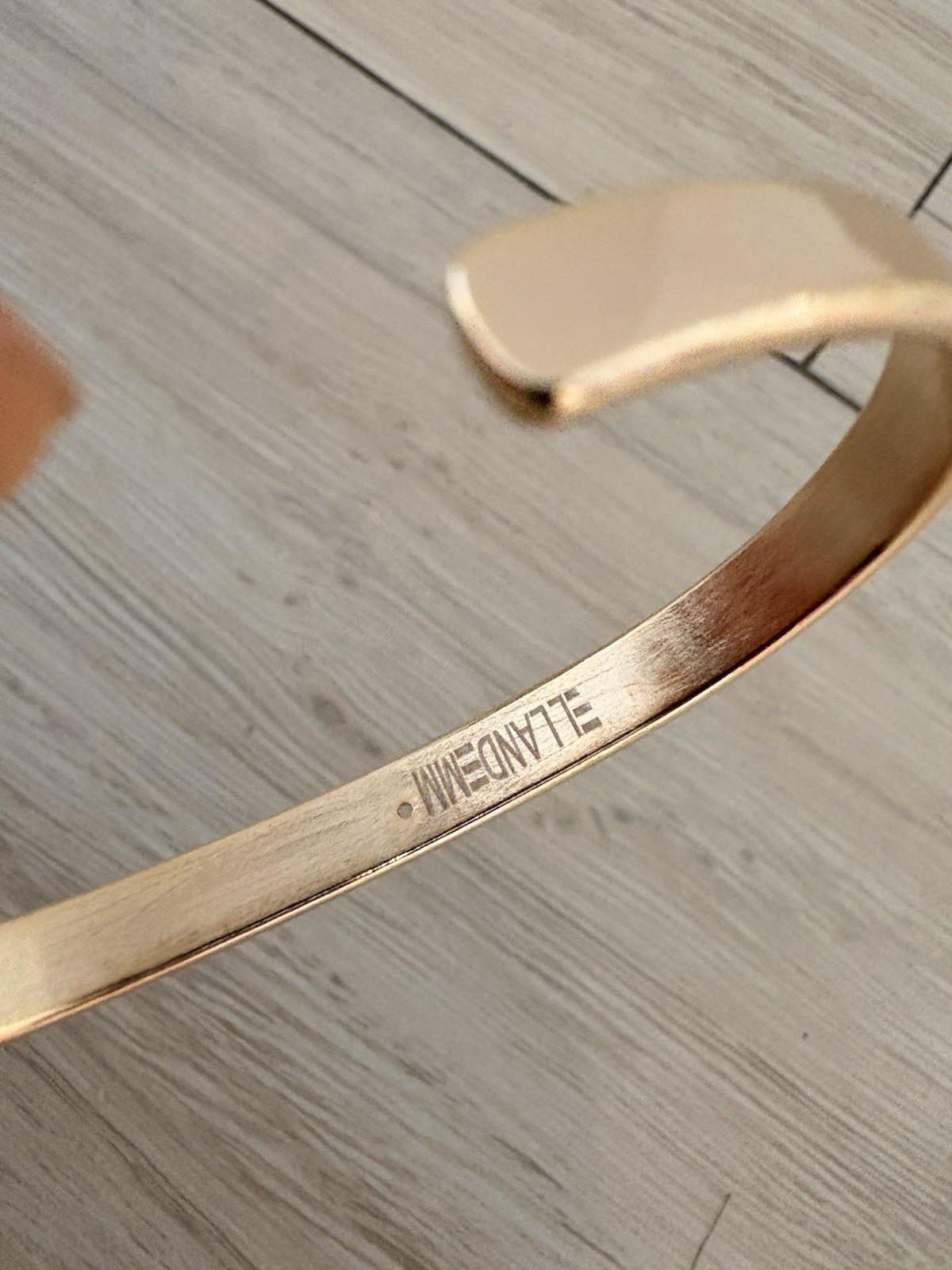 ELLANDEMM Gold Plated Oval Cuff Bracelet Sleek Minimalist Stackable Bangle