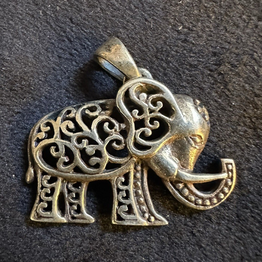 Silver Elephant Charm Pendant – Animals & Insects Theme No Stone