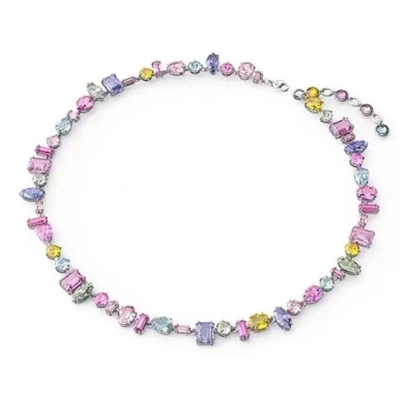 Matching rainbow color candy necklace female Swarovski crystal bone necklace