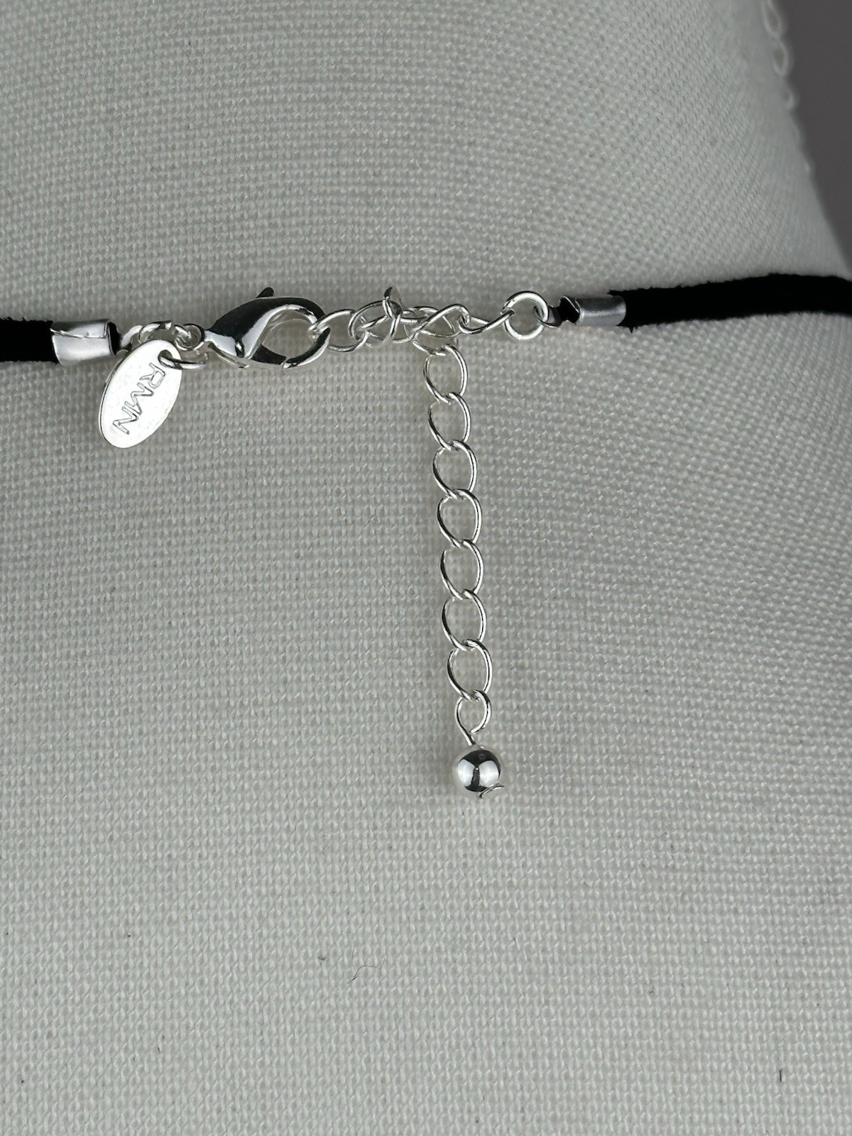 Roman Silvertone And Black Round Circle Swirls Pendant Necklace
