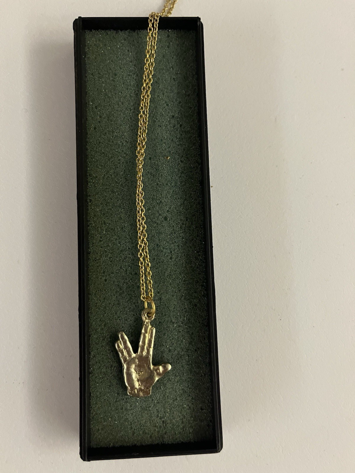 Gold Tone Hand Charm Pendant Necklace, Cable Chain, Love Signs & Symbols