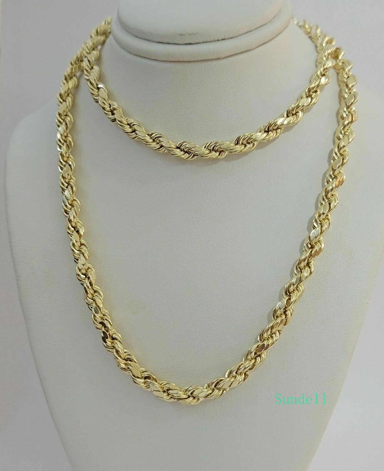 10k Yellow Gold Rope Chain Necklace 18″-30″ Men Women 4mm-10mm Real Gold Hollow