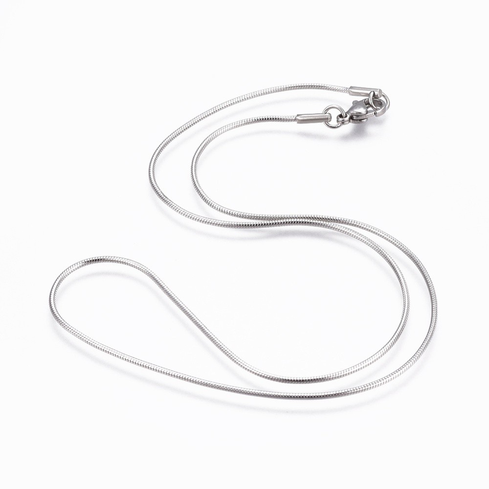 Chain Necklace Stainless Steel Snake Chain Silver 17.5 in N117